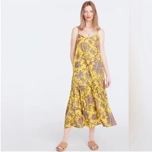J. Crew Collection Yellow Tiered Cotton Dress